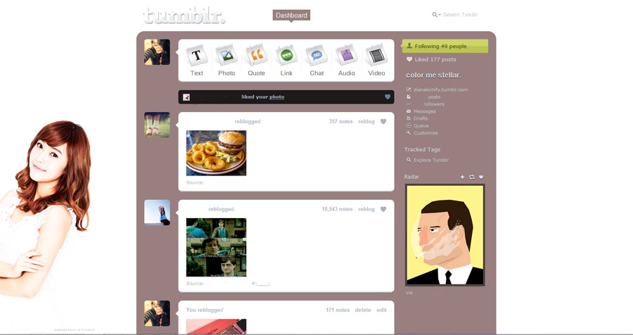 SNSD's Jessica Tumblr Dashboard