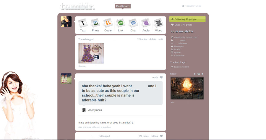 SNSD's Sooyoung Tumblr Dashboard