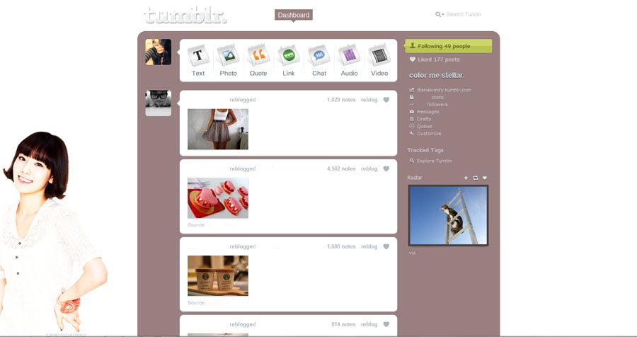 SNSD's Taeyeon Tumblr Dashboard