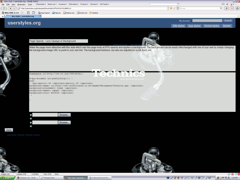 Page Opacity - Less Opaque w/ Background