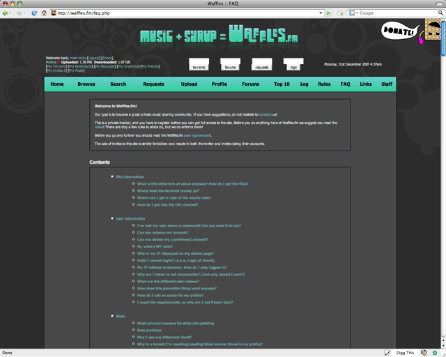 waffles.fm dark groove theme