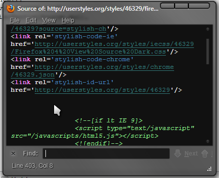 Firefox 4 View Source Dark