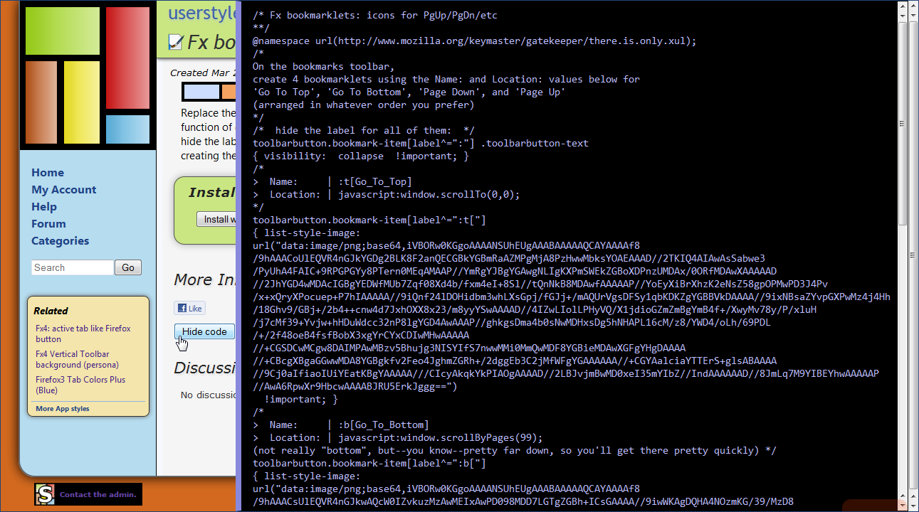 userstyles.org: 'Show code' display