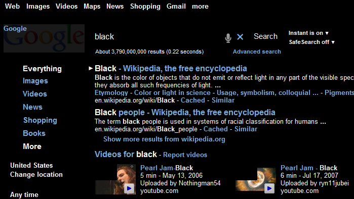 Google Search DARK