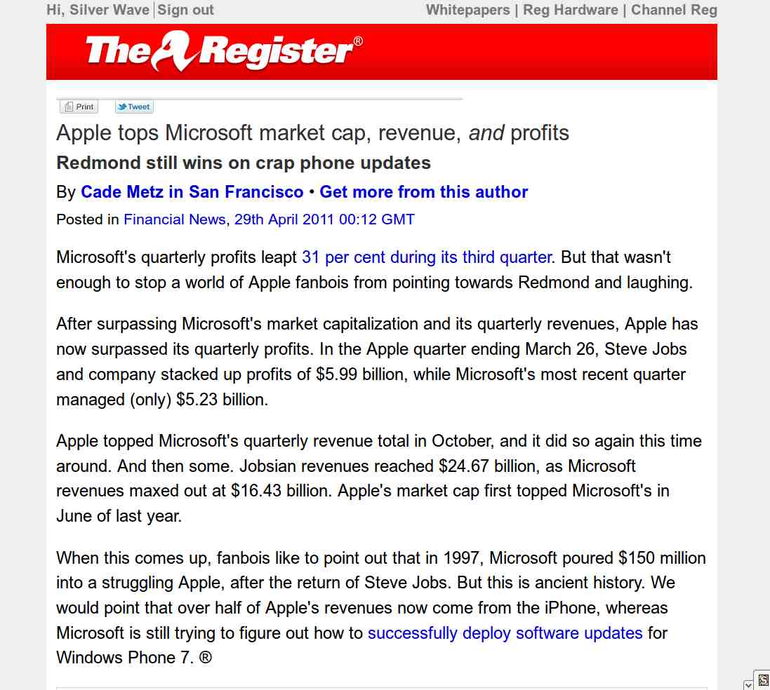 cSilverWave - REG0 No Sidebar. theregister