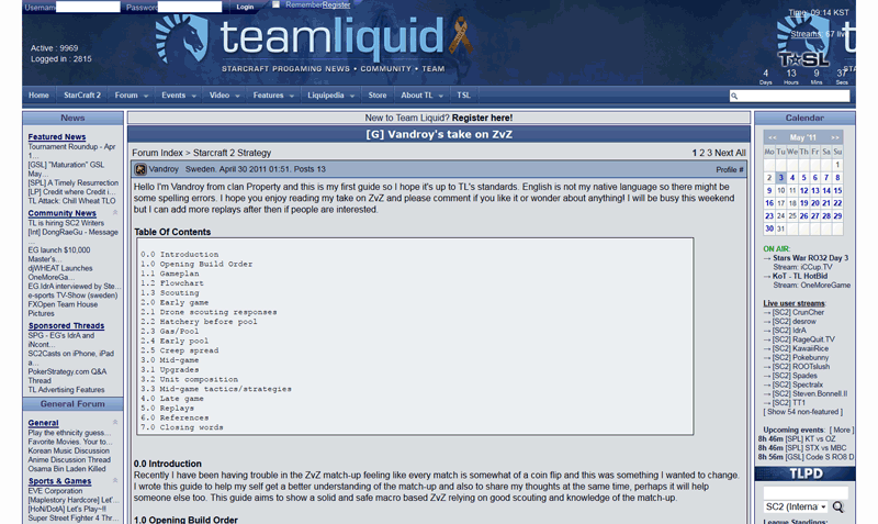 Teamliquid.net - Full width May 2011