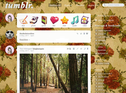 Vintage Roses Tumblr Dashboard Theme