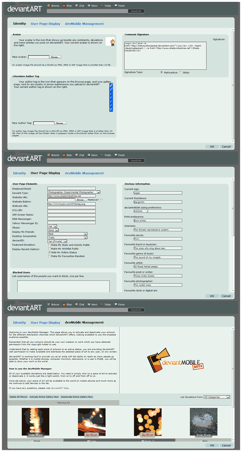 deviantART Profile Edit