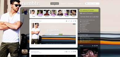 joe jonas tumblr menu/dashboard