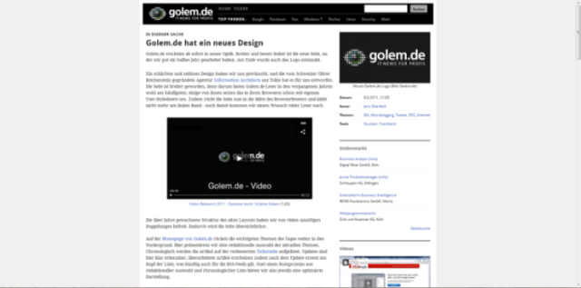 Golem.de - Design 2011 überarbeitet