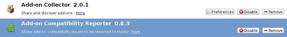 about:addons - Hide Compatibility and "Publish to"