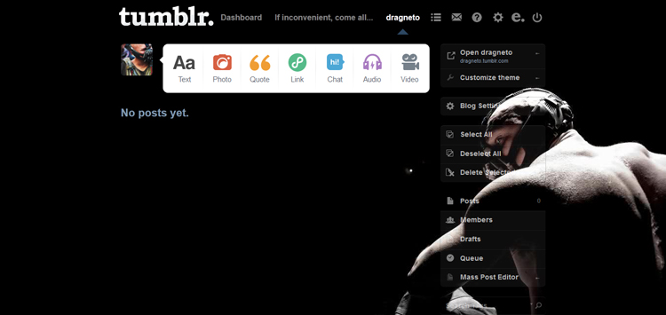 Tumblr - Bane dashboard theme