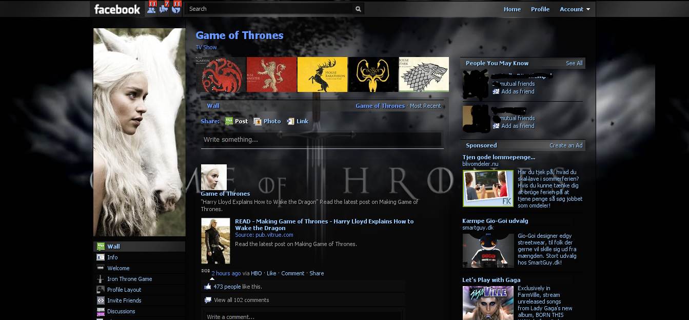 Game of thrones facebook