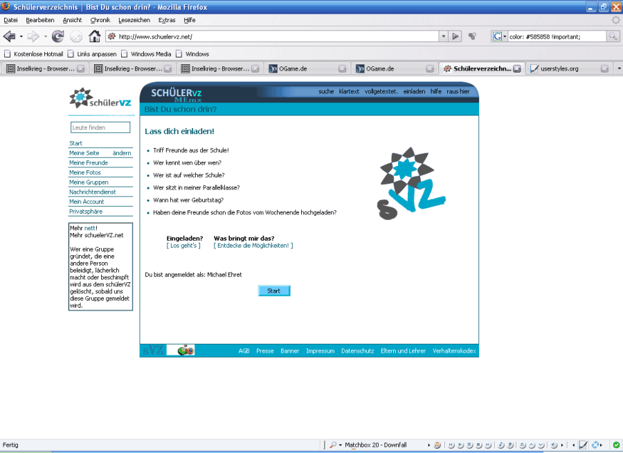 schuelerVZ in Blau V1.2