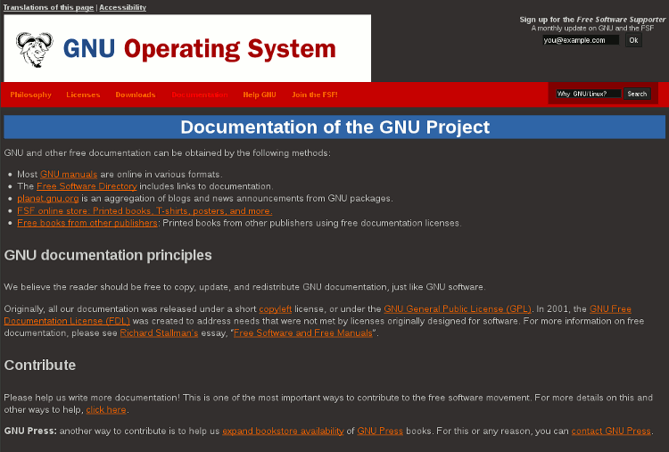 GNU dot org - dark
