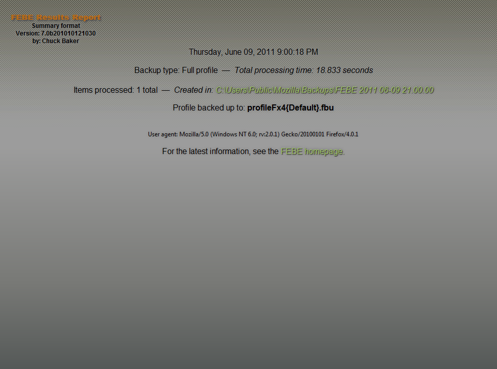 FEBE results page metallic