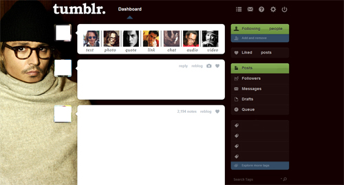 Johnny Depp Tumblr Dashboard Theme