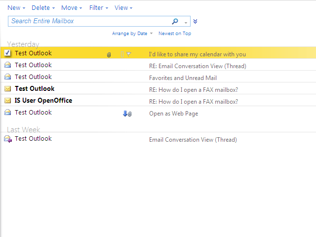 OWA 2010 One line emails