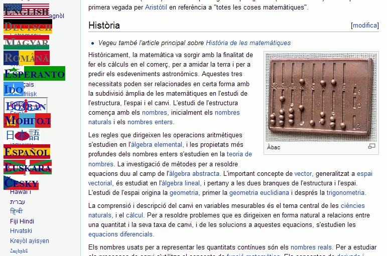wikipedia - floating languages with flags