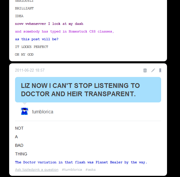 Tumblr Dashboard - Homestuck Style Text