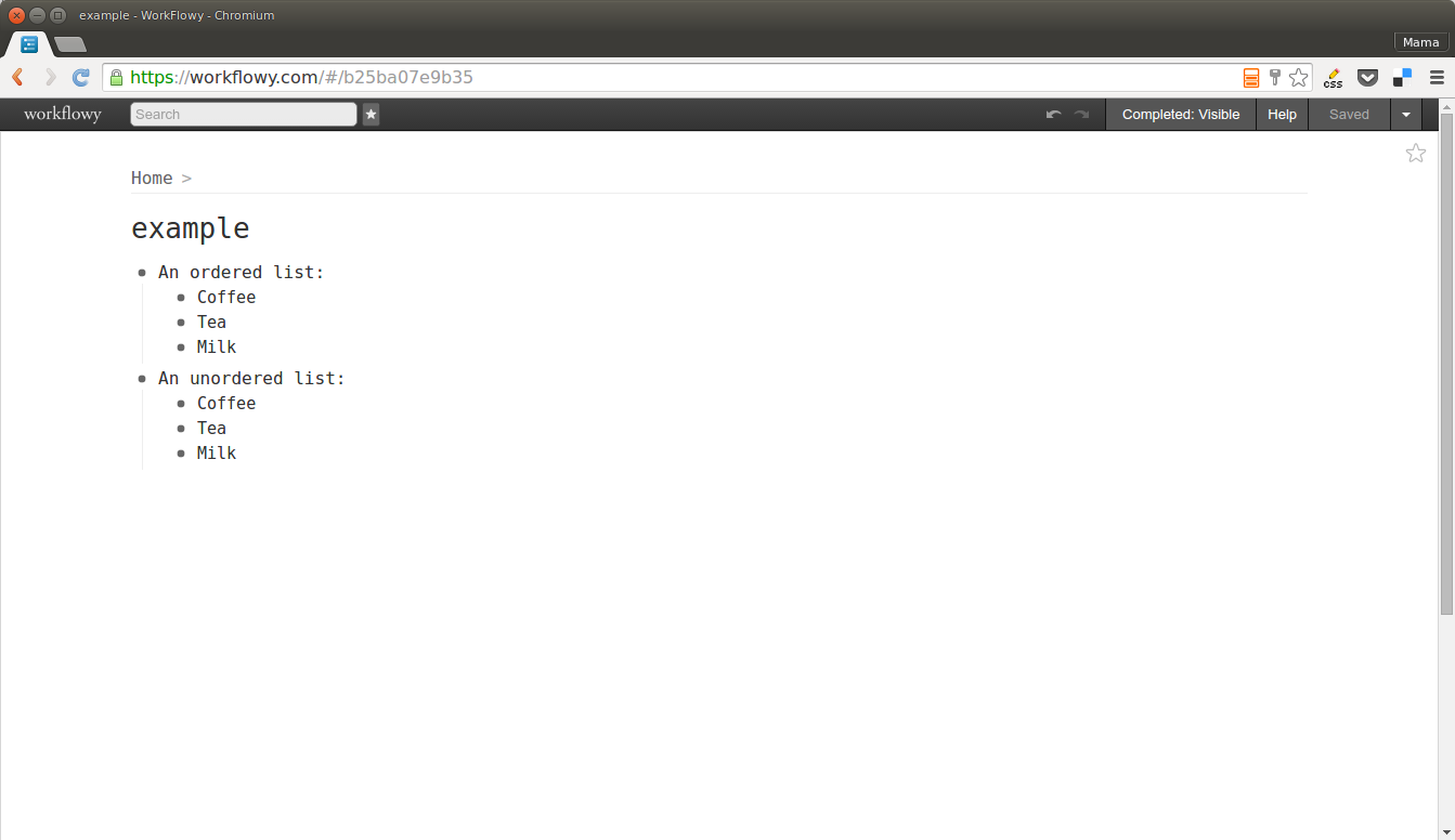 Workflowy.com fluid-width monospace