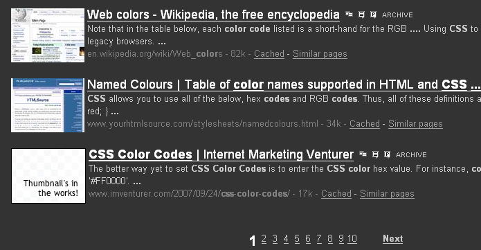 Google Search Results Fixed (4 dark gray redesign)