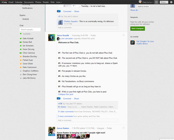 Google+ Alt Improved - Status always on top++