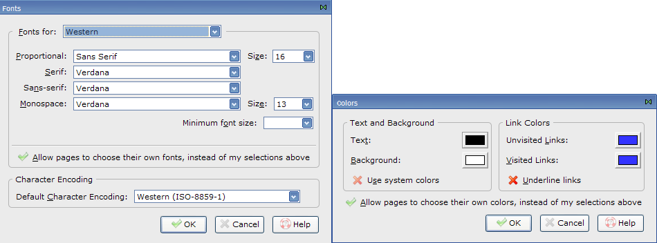 FireFox - Option Dialogs Tweaked