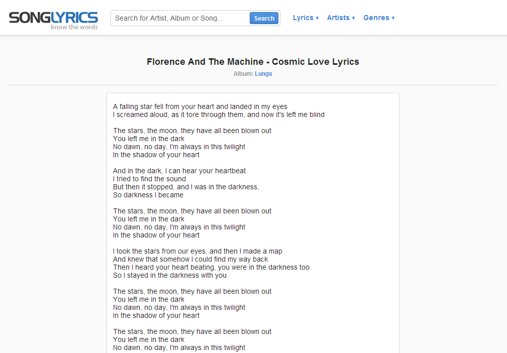 songlyrics clear