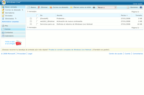Windows Live Hotmail (Clean Interface)