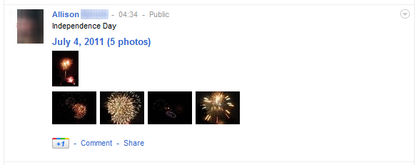 Google+ - Compact stream, images scale on hover