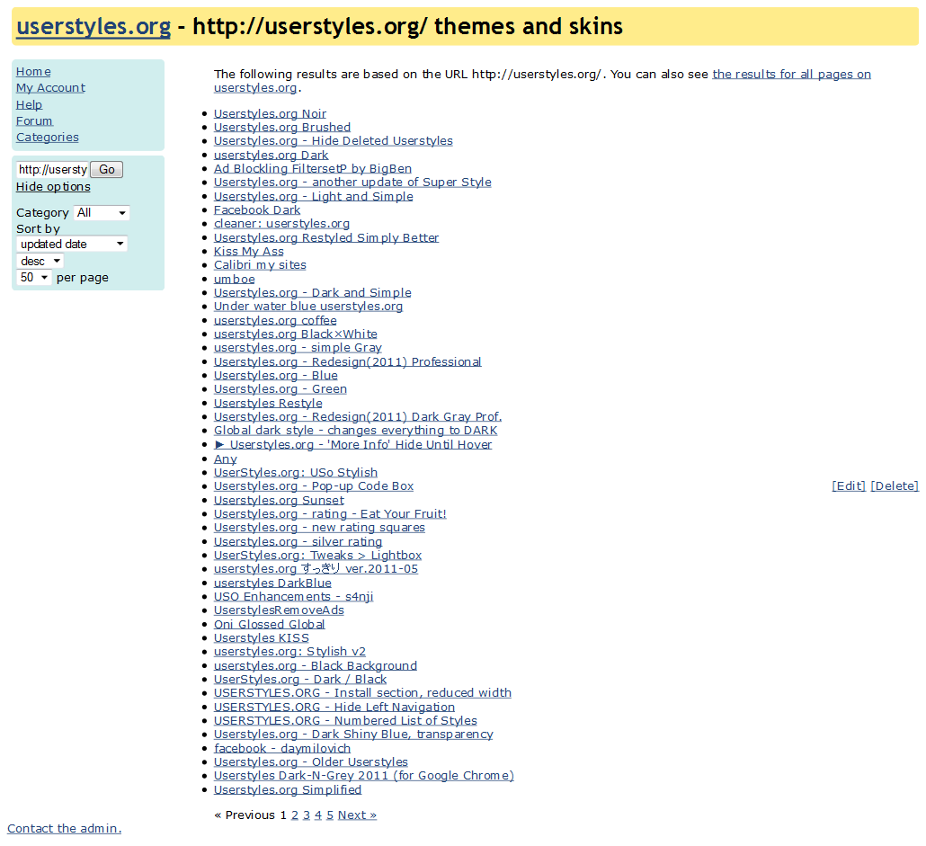 Userstyles.org - Old Style Style Listings