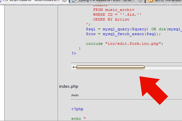 PHP-Resource Forum - Scrollbars for Code-Snippets