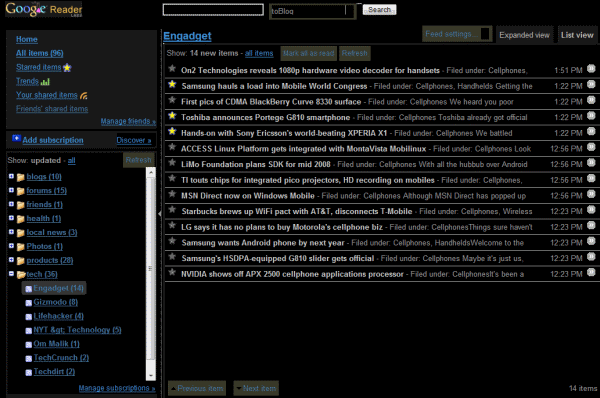 Another Dark Google Reader Style