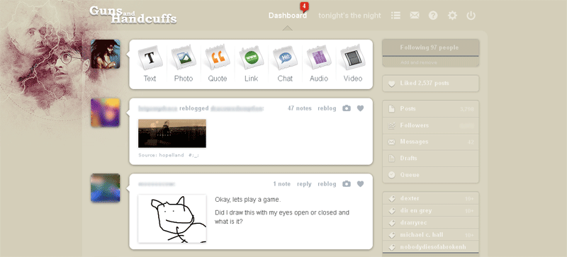 Guns and Handcuffs dash theme