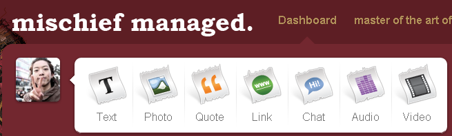 Mischief Managed tumblr logo