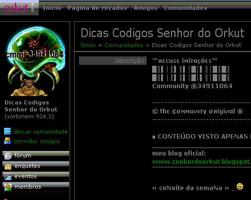 Dark senhor - Senhor do orkut