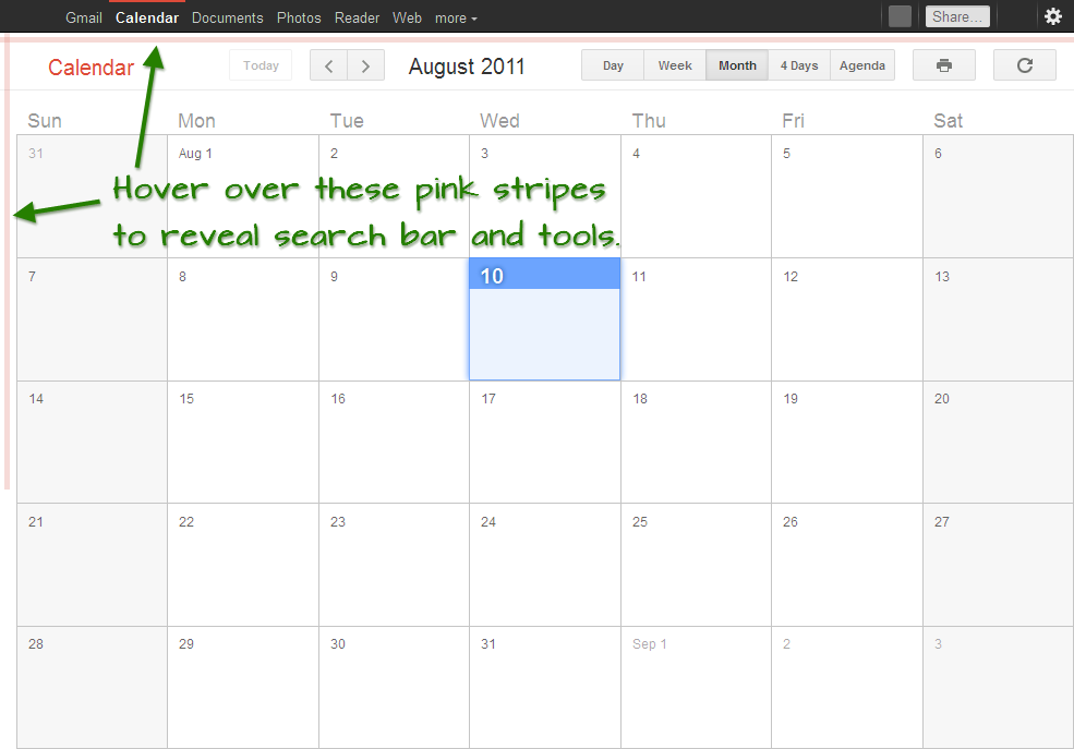 Google Calendar - Bigger Calendar, Autohide Tools