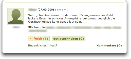 qype.com - design of the feedback-buttons
