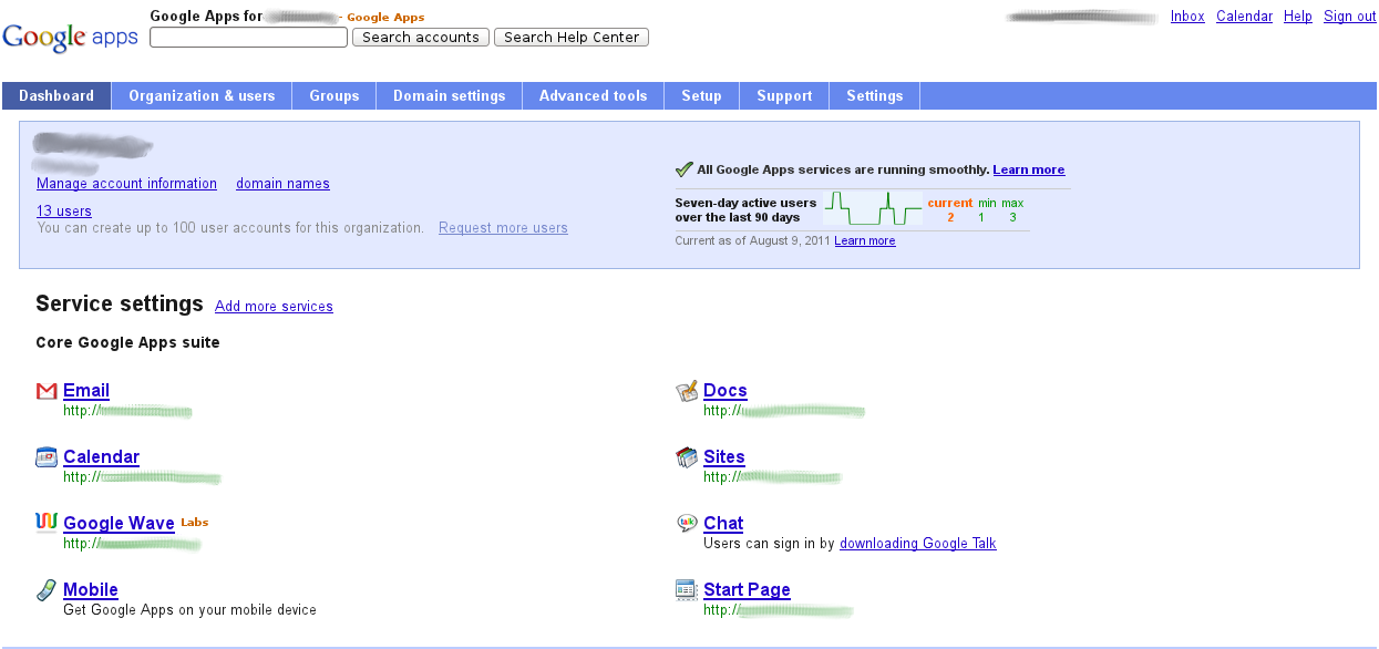 Tidy up free Google Apps Dashboard