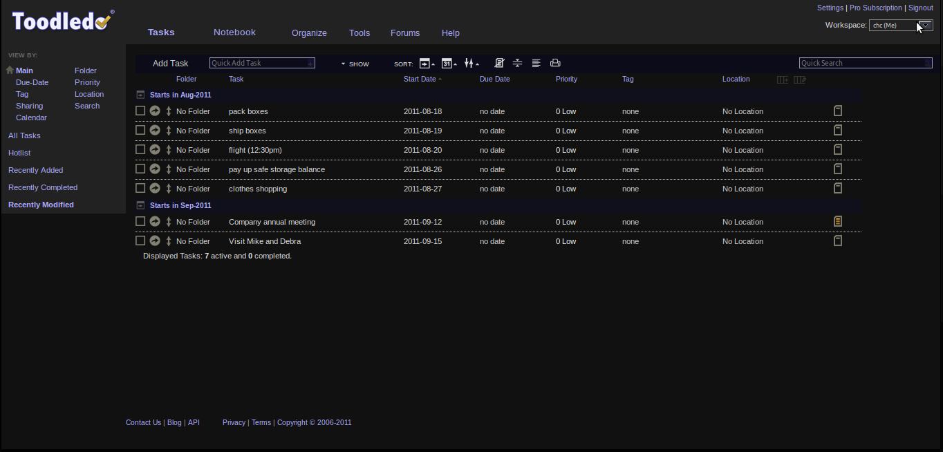 Toodledo - Midnight (Works with new layout)