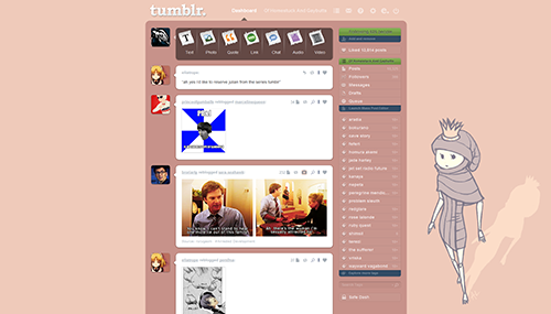 Tumblr Dashboard - Miss Mail Lady
