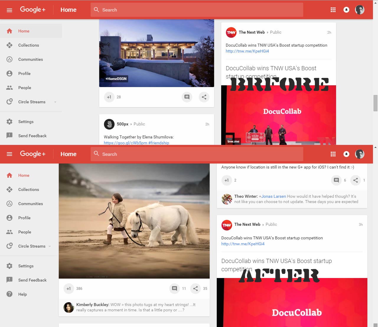 Google+ new design wide and big pic