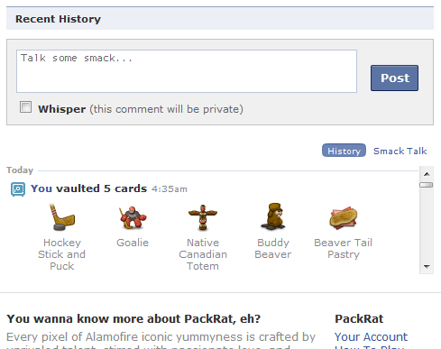 PackRat (Facebook): Scroll Recent History