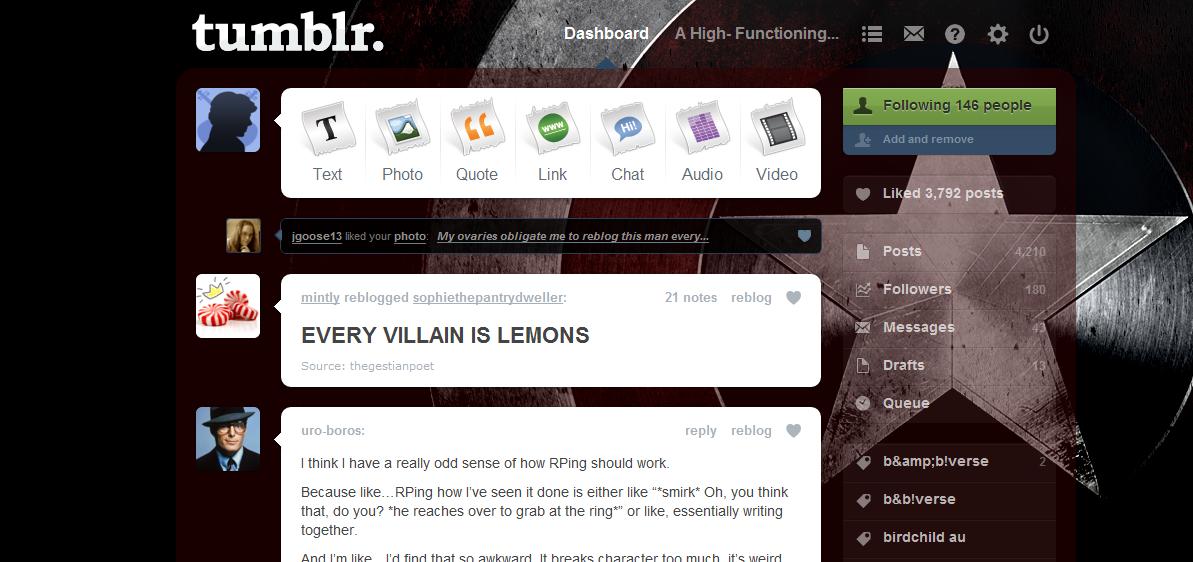 Tumblr Dashboard- Captain America