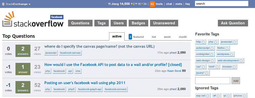 Blue Facebook Stack Overflow