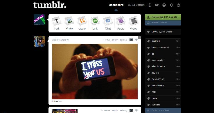 TUMBLR All Black Dash Theme