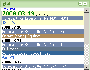 Mobile gCal w/ less whitespace (in iGoogle)