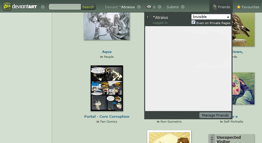 deviantART - Fixed Header Bar