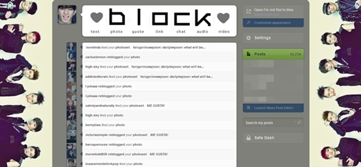 Block B dashboard theme and icons
